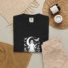 Moon Ghost Shirt, Black Comfort Colors 1717 Tee with Moths and Wildflowers — product view 4