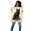 Black Cat on Books Poster, Vintage Gothic Illustration, Halloween Wall Art, Witchy Decor Gift