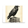 Raven on Old Books Poster, Nevermore Gothic Illustration, Halloween Wall Art, Dark Academia Decor