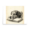 Dog Resting on an Open Book Poster, Vintage Illustration, Cozy Pet Lover Wall Art Gift
