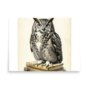 enhanced-matte-paper-poster-in-18x24-front-6a9c75bb21688.jpg Great Horned Owl Poster, Vintage Naturalist Illustration, Gothic Bird Wall Art, Dark Academia Decor