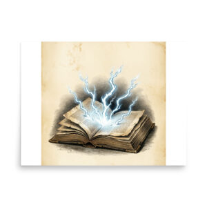 enhanced-matte-paper-poster-in-18x24-front-6a9c770b4c960.jpg Magic Spellbook Poster, Lightning Grimoire Illustration, Gothic Fantasy Wall Art, Witchy Decor