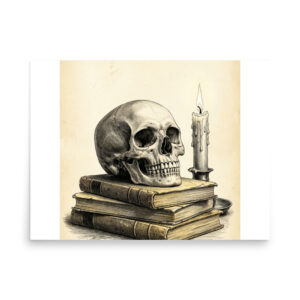 enhanced-matte-paper-poster-in-18x24-front-6a9c7a111cc2b.jpg Skull and Candle Poster, Memento Mori Illustration, Gothic Wall Art, Dark Academia Decor