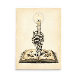 enhanced-matte-paper-poster-in-18x24-front-6a9e63ec7f54a.jpg Skeleton Hand with Candle Poster, Memento Mori Illustration, Gothic Book Wall Art, Dark Academia Decor