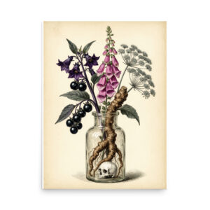 enhanced-matte-paper-poster-in-18x24-front-6a9e64e55ff49.jpg Poison Garden Poster, Nightshade Foxglove Hemlock Botanical Illustration, Dark Academia Wall Art, Witchy Decor