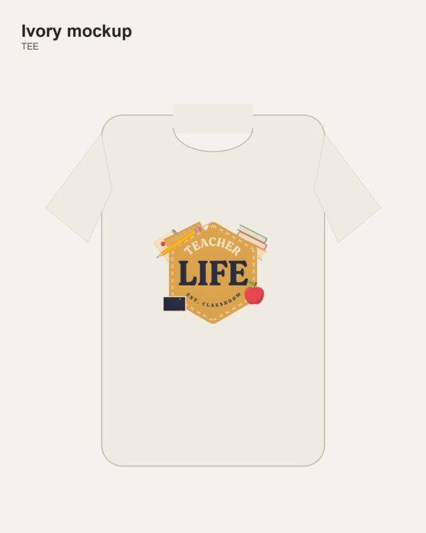 Teacher Life Faux Patchwork — School Supplies Comfort Colors Shirt mockup 1 Teacher Life Faux Patchwork — School Supplies Comfort Colors Shirt mockup 1