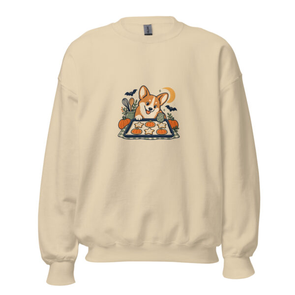 unisex-crew-neck-sweatshirt-sand-front-6aa5595d1ef6e.jpg Spooky Kitchen Corgi Sweatshirt: Halloween Baking Dog Crewneck