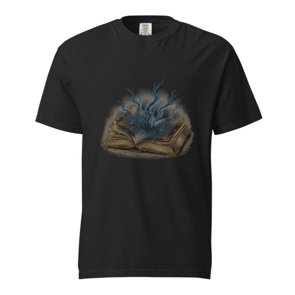 unisex-garment-dyed-heavyweight-t-shirt-black-front-6a9c3cdcc3f78.jpg Spellbook Lightning Victorian Engraving T-Shirt — Comfort Colors 1717 Dark Academia Book Lover Tee