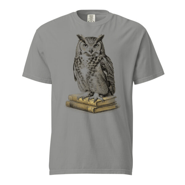 unisex-garment-dyed-heavyweight-t-shirt-grey-front-6a9c34c3aef88.jpg Great Horned Owl on Old Books Victorian Engraving T-Shirt — Comfort Colors 1717 Dark Academia Tee