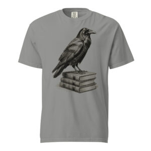 unisex-garment-dyed-heavyweight-t-shirt-grey-front-6a9c3a7406502.jpg Raven on Old Books Victorian Engraving T-Shirt — Comfort Colors 1717 Nevermore Gothic Tee