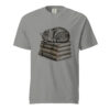 Sleeping Tabby Cat on Books Victorian Engraving T-Shirt — Comfort Colors 1717 Cat Lover Tee