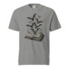 unisex-garment-dyed-heavyweight-t-shirt-grey-front-6a9e51003ba90.jpg Bats Flying from an Open Book Victorian Engraving T-Shirt — Comfort Colors 1717 Gothic Halloween Reader Tee