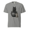 unisex-garment-dyed-heavyweight-t-shirt-grey-front-6a9e51c4d4bee.jpg Black Cat in Witch Cauldron Victorian Engraving T-Shirt — Comfort Colors 1717 Halloween Cat Lover Tee