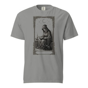 unisex-garment-dyed-heavyweight-t-shirt-grey-front-6a9e57a34ff69.jpg The Reader Tarot Card Victorian Engraving T-Shirt — Comfort Colors 1717 Bookish Dark Academia Witchy Tee