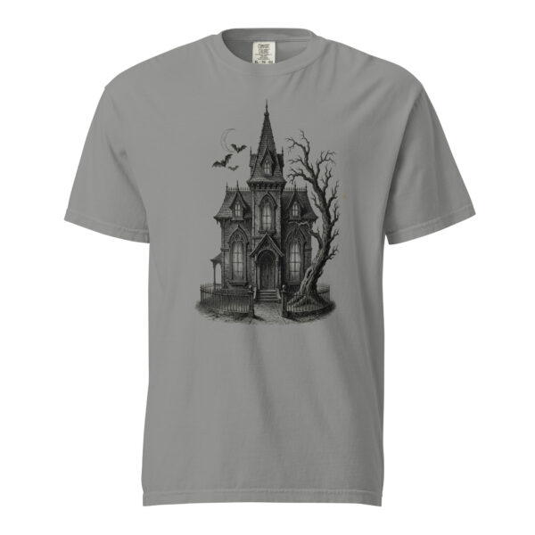 unisex-garment-dyed-heavyweight-t-shirt-grey-front-6a9e58bee9dd0.jpg Haunted Gothic Mansion Victorian Engraving T-Shirt — Comfort Colors 1717 Spooky Season Halloween Tee