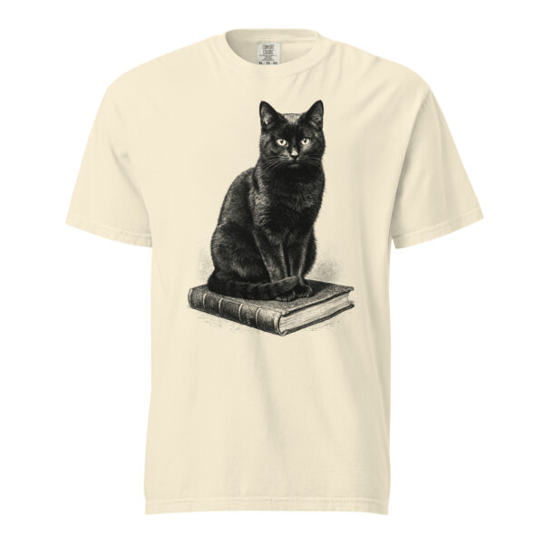 unisex-garment-dyed-heavyweight-t-shirt-ivory-front-6a9c331e0f0e3.jpg Black Cat on a Book Victorian Engraving T-Shirt — Comfort Colors 1717 Cat Lover Tee