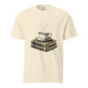 Teacup on Old Books Victorian Engraving T-Shirt — Comfort Colors 1717 Cozy Reader Tea Lover Tee