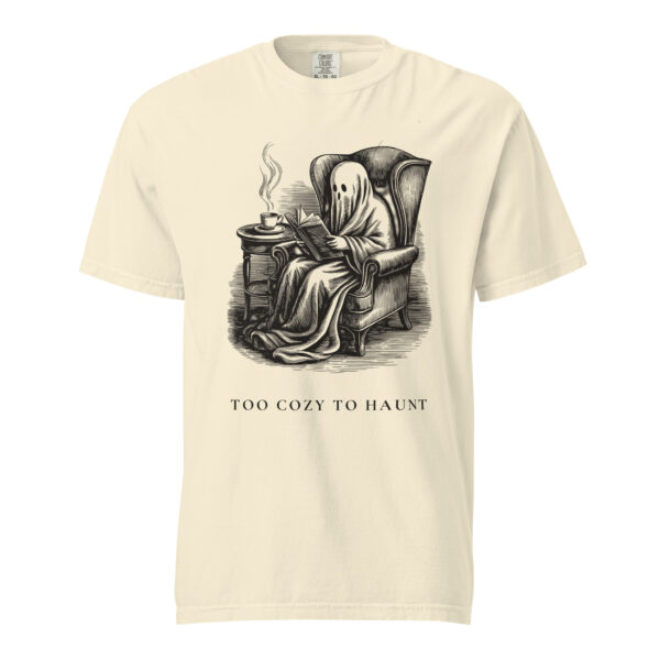 unisex-garment-dyed-heavyweight-t-shirt-ivory-front-6aa409e133c82.jpg Too Cozy To Haunt T-Shirt, Comfort Colors Unisex Tee, Funny Ghost Reading, Cozy Halloween Book Lover Gift