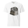 Sleeping Tabby Cat on Books Victorian Engraving T-Shirt — Comfort Colors 1717 Cat Lover Tee