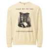 unisex-garment-dyed-lightweight-fleece-crewneck-sweatshirt-i-comfort-colors-1466-ivory-front-6aa4046ebb96f.jpg Take Me To The Haunted Library Sweatshirt, Comfort Colors 1466 Unisex Crewneck, Ghost Librarian, Spooky Season Book Lover Gift