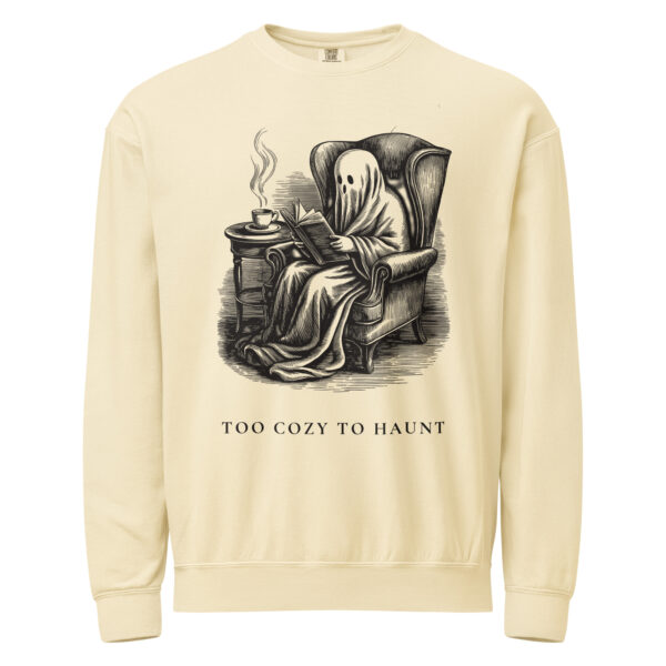 unisex-garment-dyed-lightweight-fleece-crewneck-sweatshirt-i-comfort-colors-1466-ivory-front-6aa405162f828.jpg Too Cozy To Haunt Sweatshirt, Comfort Colors 1466 Unisex Crewneck, Funny Ghost Reading, Cozy Halloween Book Lover Gift