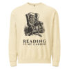 unisex-garment-dyed-lightweight-fleece-crewneck-sweatshirt-i-comfort-colors-1466-ivory-front-6aa405af8b74a.jpg Reading Is My Cardio Sweatshirt, Comfort Colors 1466 Unisex Crewneck, Skeleton Reading Book, Funny Bookworm Gift