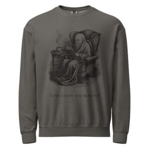 unisex-garment-dyed-lightweight-fleece-crewneck-sweatshirt-i-comfort-colors-1466-pepper-front-6aa405162f86b.jpg Too Cozy To Haunt Sweatshirt, Comfort Colors 1466 Unisex Crewneck, Funny Ghost Reading, Cozy Halloween Book Lover Gift