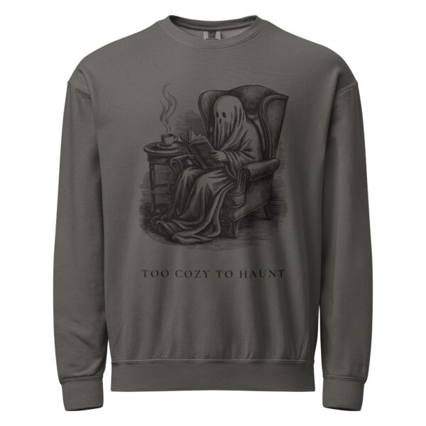 unisex-garment-dyed-lightweight-fleece-crewneck-sweatshirt-i-comfort-colors-1466-pepper-front-6aa405162f86b.jpg Too Cozy To Haunt Sweatshirt, Comfort Colors 1466 Unisex Crewneck, Funny Ghost Reading, Cozy Halloween Book Lover Gift