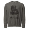 unisex-garment-dyed-lightweight-fleece-crewneck-sweatshirt-i-comfort-colors-1466-pepper-front-6aa405af8b78d.jpg Reading Is My Cardio Sweatshirt, Comfort Colors 1466 Unisex Crewneck, Skeleton Reading Book, Funny Bookworm Gift