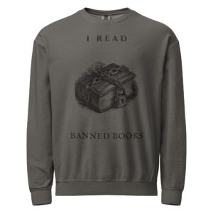 unisex-garment-dyed-lightweight-fleece-crewneck-sweatshirt-i-comfort-colors-1466-pepper-front-6aa4077906855.jpg I Read Banned Books Sweatshirt, Comfort Colors 1466 Unisex Crewneck, Librarian Gift, Vintage Engraving Book Lover