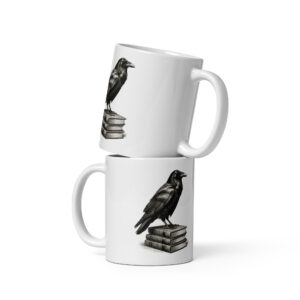 white-glossy-mug-white-11-oz-front-view-6a9c5c950cd2f.jpg Edgar Allan Poe Nevermore Mug, Raven Gothic Coffee Cup, Dark Academia Gift for Book Lovers, Halloween Mug