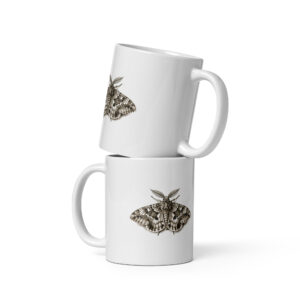 white-glossy-mug-white-11-oz-front-view-6a9c6a0be573a.jpg Moth Specimen Mug, Vintage Entomology Coffee Cup, Dark Academia Gift for Nature Lovers, Gothic Moth Mug