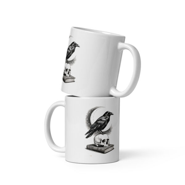 Raven on Skull Moon Mug, Nevermore Gothic Coffee Cup, Edgar Allan Poe Gift, Halloween Dark Academia Mug
