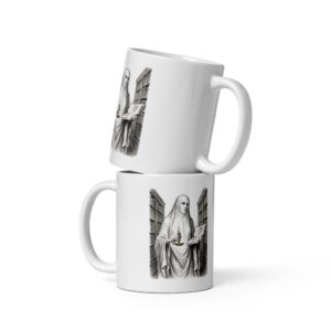 white-glossy-mug-white-11-oz-front-view-6a9e6bc16489f.jpg Ghost Librarian Mug, Haunted Library Gothic Coffee Cup, Librarian Gift, Halloween Dark Academia Mug