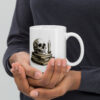 white-glossy-mug-white-11-oz-handle-on-right-6a9c6949ce917.jpg Memento Mori Skull Mug, Gothic Candle Coffee Cup, Dark Academia Gift for Book Lovers, Halloween Skull Mug