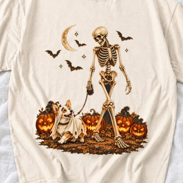 il_1140xN.8745223793_beqo.jpg Skeleton Walking Corgi Shirt