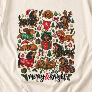 Comfort Colors Merry and Bright Dachshund Shirt