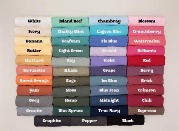 Comfort Colors color reference General Comfort Colors palette; available colors are shown in the product options
